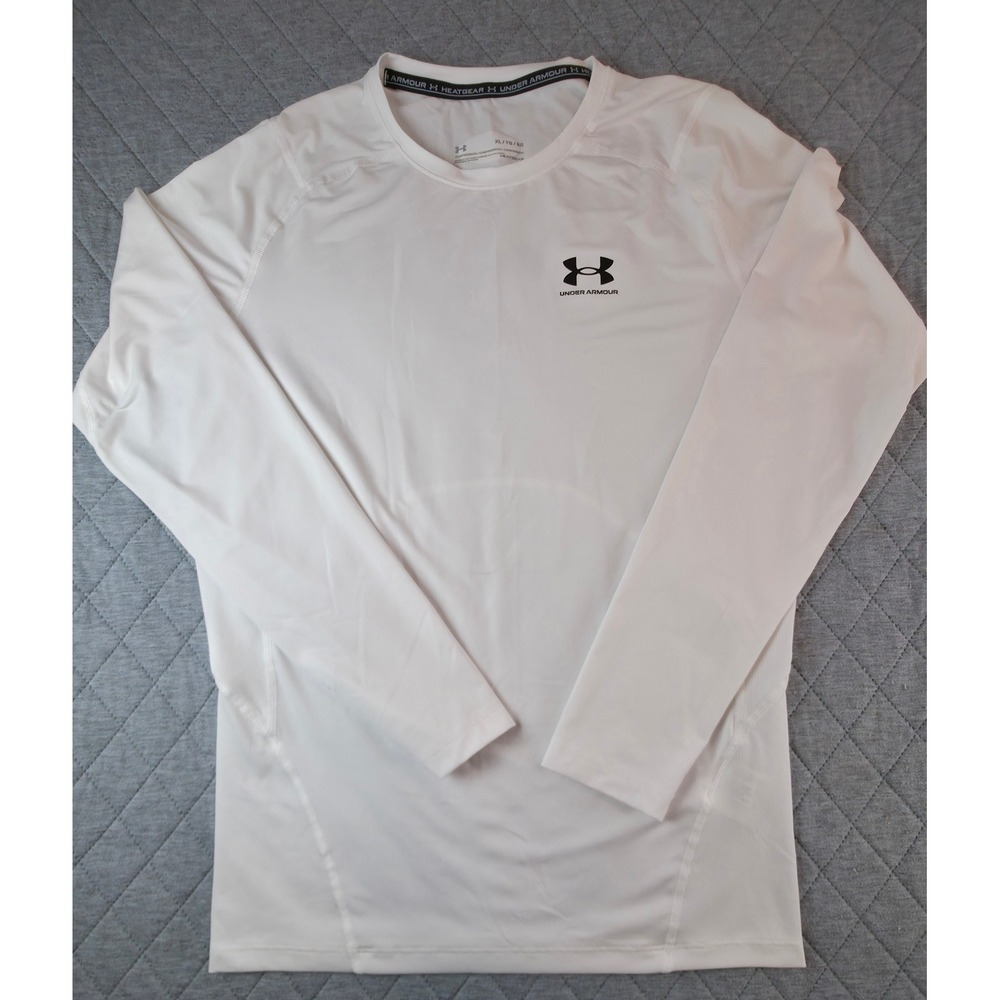 Under Armour HeatGear Compression Shirt Mens XL White Long Sleeve 1361524